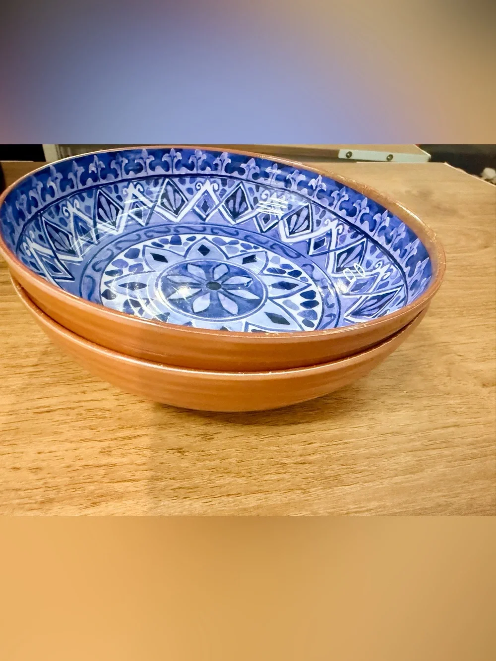 Tommy Bahama Mandala Blue Pattern melamine Bowls Set of 2 Outdoor Patio 8